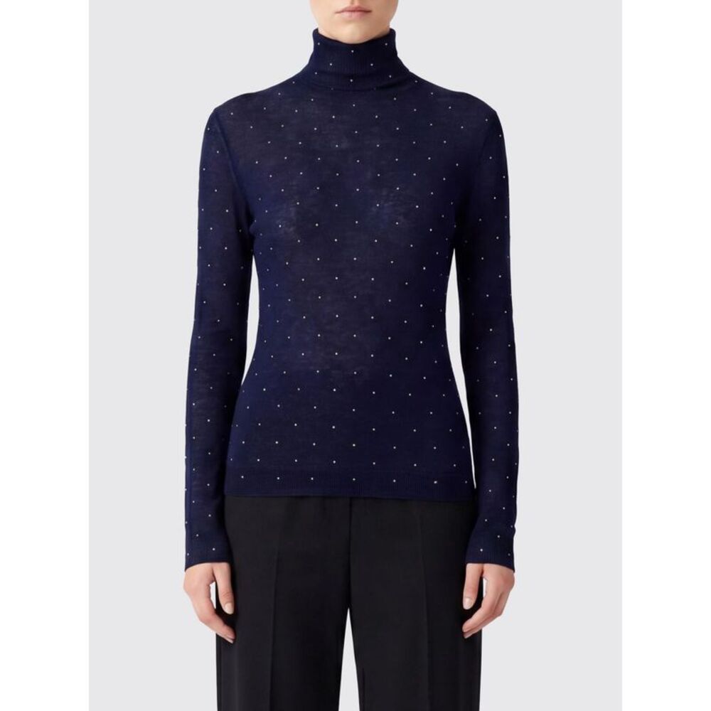 Rabanne Women Rabanne Slim Fit Ribbed Wool Polo Neck With Embroidery And Studs